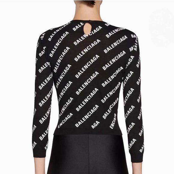 ❌SOLD❌ DO NOT PURCHASE Balenciaga Allover Logo Cropped Sweater - Small - Picture 2 of 7